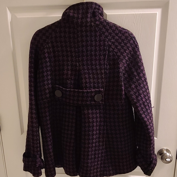Steve Madden Purple and Black Checkered Coat Jacket Medium - Picture 5 of 6